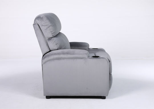 Rana Πολυθρόνα Relax Βελούδινη Γκρι 80x95x103cm