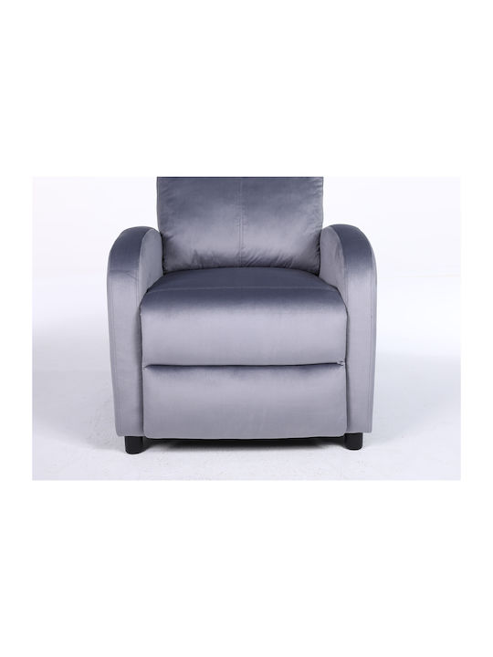 Tureis Πολυθρόνα Relax Βελούδινη Γκρι 68x86x99cm