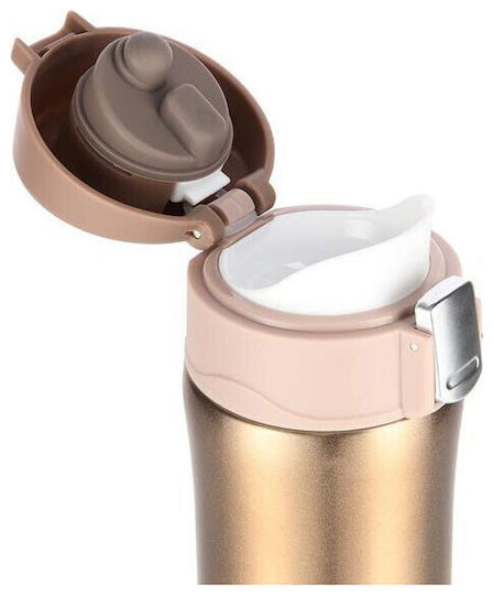 Nils Glass Thermos Stainless Steel 430ml Gold with Straw and Handle