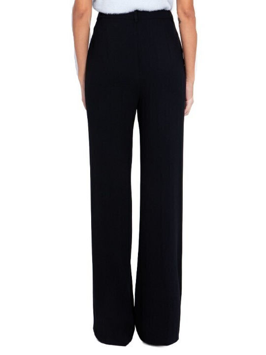 Damen Hoch tailliert Stoff Hose Black