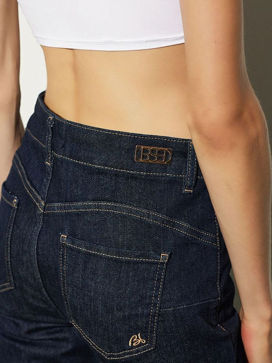 Γυναικείο Jean Παντελόνι Mid Rise σε Bootcut Εφαρμογή Σκουρο Μπλε Denim