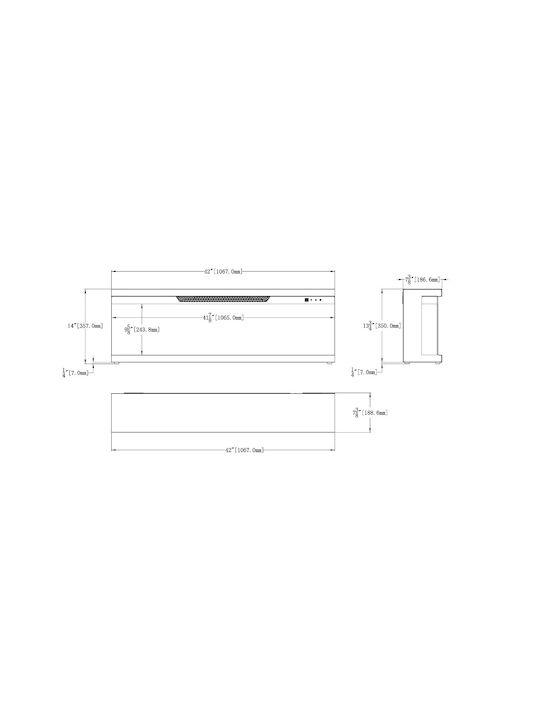 Berlin-42 Wall Mounted Electric Fireplace 1800W 106.7x18.9cm Gray