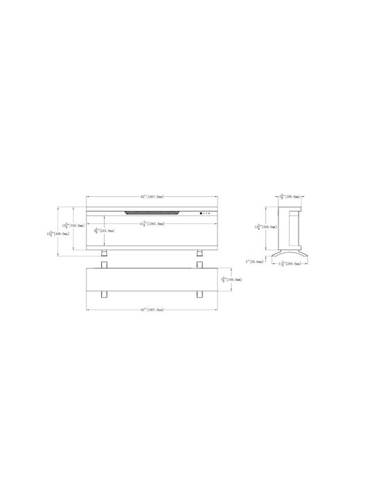 Berlin-42 Wall Mounted Electric Fireplace 1800W 106.7x18.9cm Gray