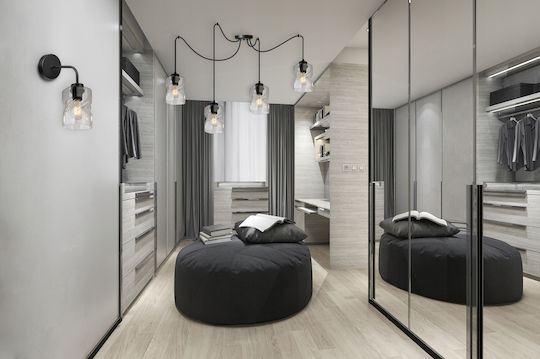 Light Home Modern Leuchte Wand mit Fassung E27 Schwarz