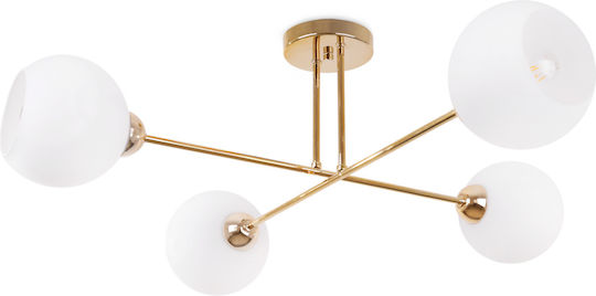Light Home Πλαφονιέρα Οροφής Χρυσή με Ντουί E27