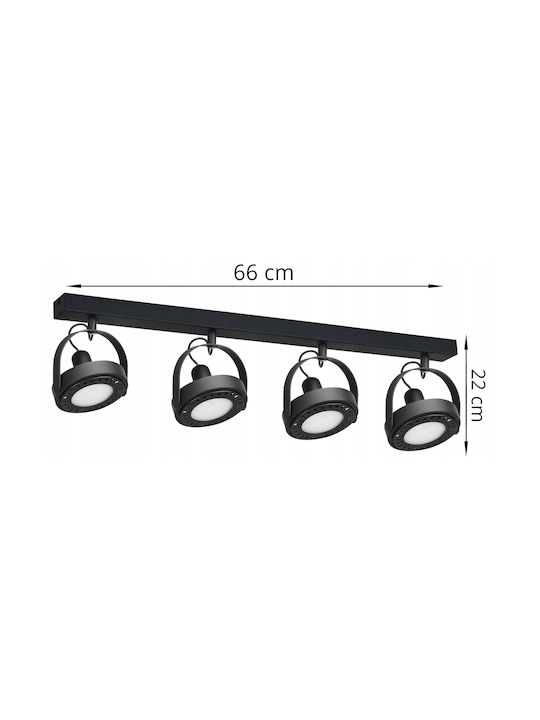 Light Home Spot with 4 Lights and with Socket GU10 in Black Color