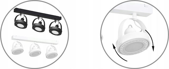 Light Home Triplu Spot cu Soclu GU10 în Culoare Alb