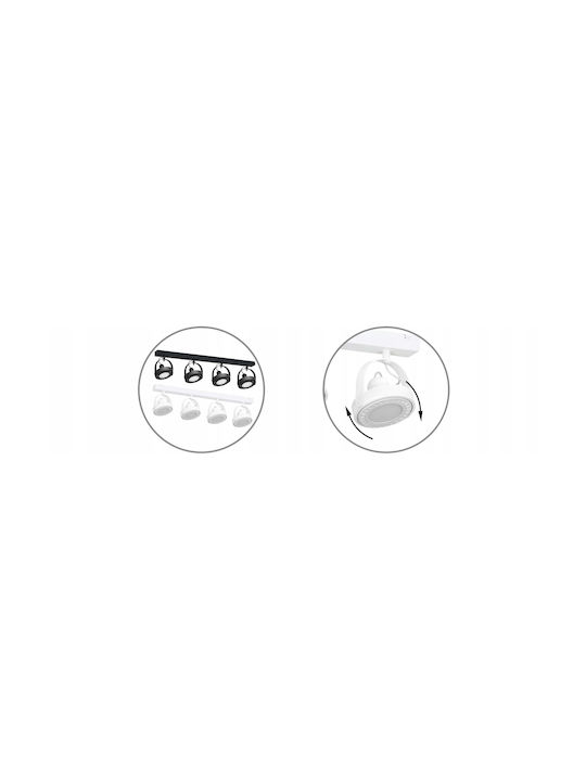 Light Home Spot with 4 Lights and with Socket GU10 in Black Color