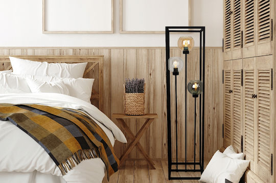 Light Home Подова Лампа В130см. с Цокъл за Крушка E27 Черен