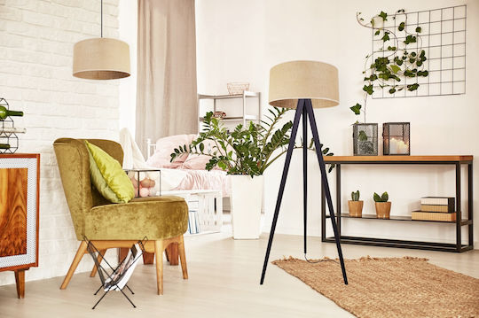 Light Home Floor Lamp H145cm. with Socket for Bulb E27 White