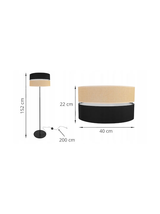 Light Home Подова Лампа В152xД40см. с Цокъл за Крушка E27 Черен