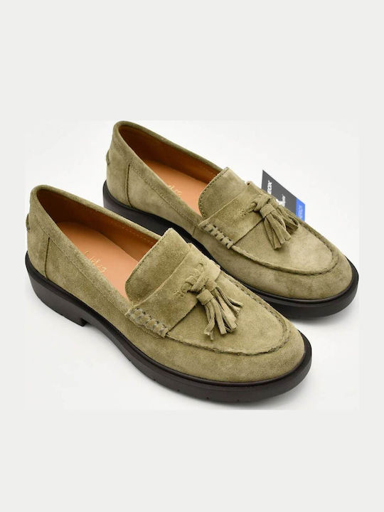 D Spherica Ec1 Leather Women's Loafers in Green Color