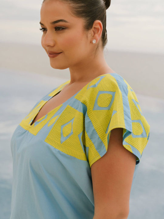 Jucita Women's Mini Caftan Beachwear Blue