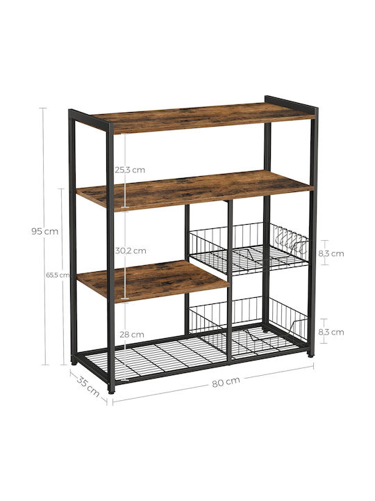 Wooden Kitchen Rack 6 Tiers Brown 80x35x95cm