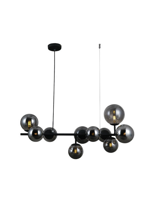 Italux Adjustable Pendant Light Black for 10 Bulbs G9