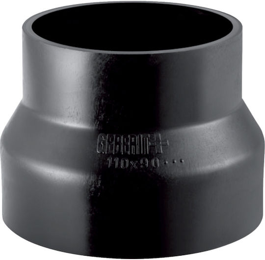 Reduction Reducer PEHD 125x110 Symmetrical Short Black Color HDPE Drainage