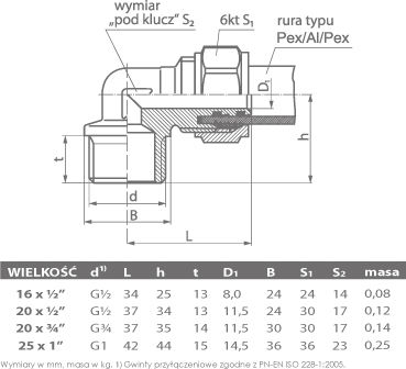 Pex 16x1/2" Elbow Male Thread