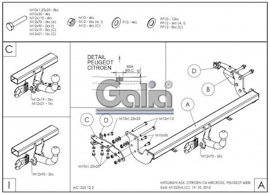 Galia Abschlepphaken Auto Citroen C4 Aircross