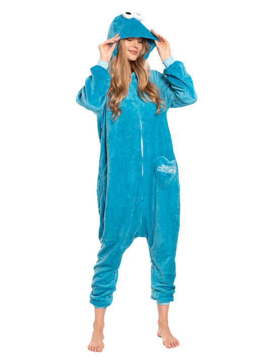 Pijama Onesie De Iarnă Pentru Femei Albastră