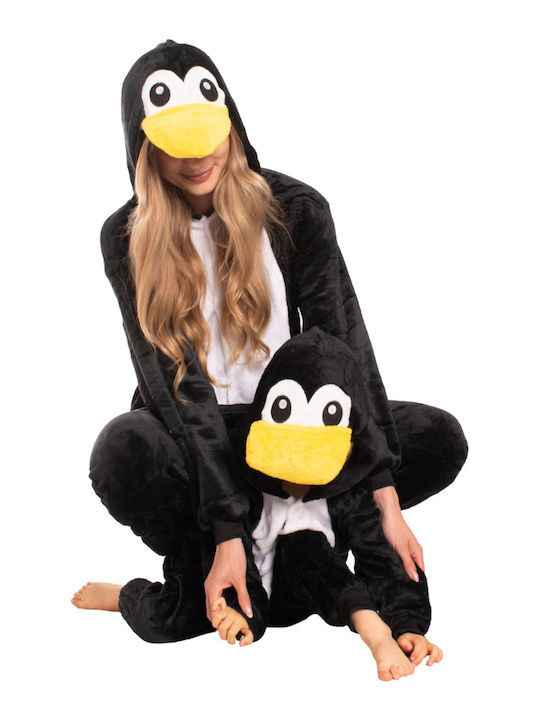 Winter Damen-Overall-Schlafanzug Schwarz