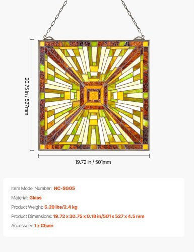 Vevor Hanging Glass Wall Decor 21x0.45x20cm