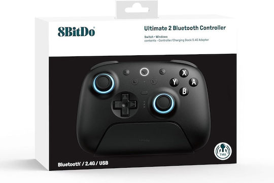8Bitdo Ultimate 2 Gamepad Wireless cu Stick-uri cu Efect Hall pentru Switch / Switch 2 Negru