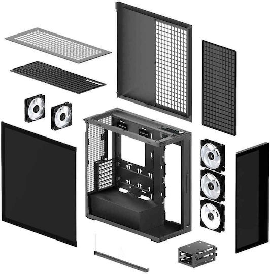 Arctic Xtender Mirror Gaming Midi Tower Κουτί Υπολογιστή με Πλαϊνό Παράθυρο Μαύρο