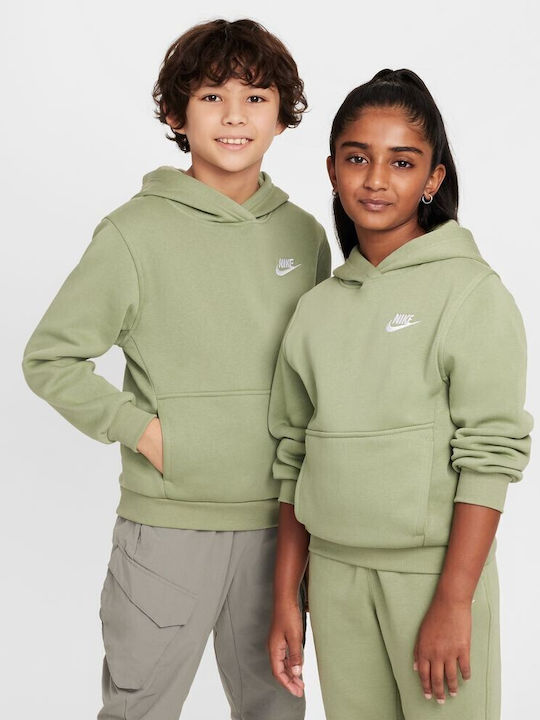 Fleece Kids Sweatshirt with Hood and Pockets Oil Green Sportswear Club