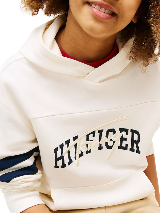 Kids Sweatshirt with Hood and Pockets White