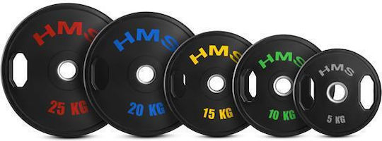 HMS Set of Plates Olympic Type Rubber 2 x 25kg Φ50mm with Handles