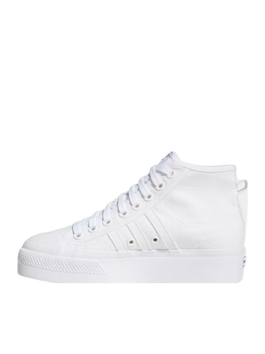Nizza Damen Flatforms Stiefel Cloud White