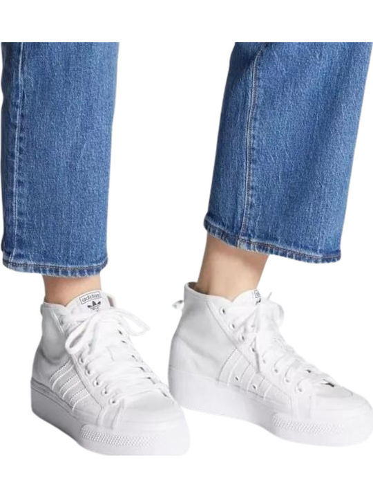 Nizza Damen Flatforms Stiefel Cloud White