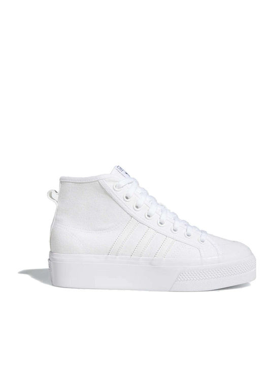 Nizza Damen Flatforms Stiefel Cloud White