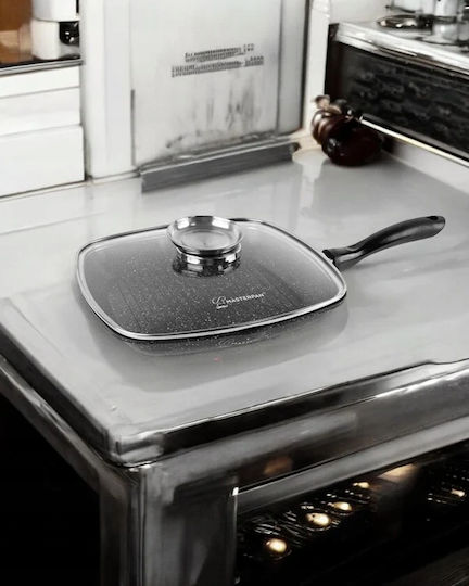 Masterpan Black Granite Line Aluminum Grill Pan with Lid 28cm