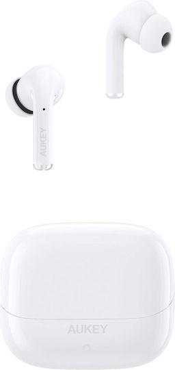 Aukey EP-B1 In-ear Bluetooth Handsfree Ακουστικά με Αντοχή στον Ιδρώτα και Θήκη Φόρτισης Λευκά