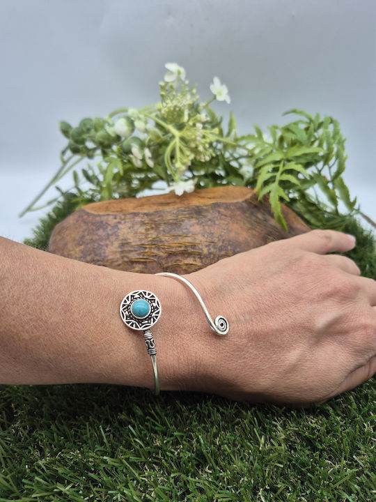 Silbernes Armband Türkis – Damen Offenes