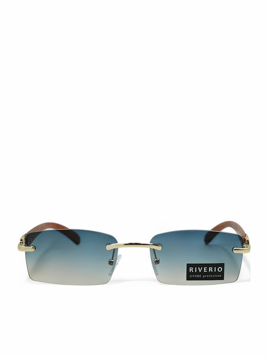 Riverio Unisex Γυαλιά Ηλίου με Χρυσό Μεταλλικό Σκελετό και Μπλε Ντεγκραντέ Φακό RV5202-4
