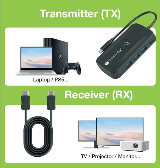 Techly KVM & Data Switch IDATA USBC-HUB5WL