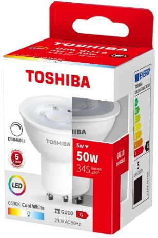 Toshiba Λάμπα LED 5W για Ντουί GU10 και Σχήμα PAR16 Ψυχρό Λευκό 345lm Dimmable