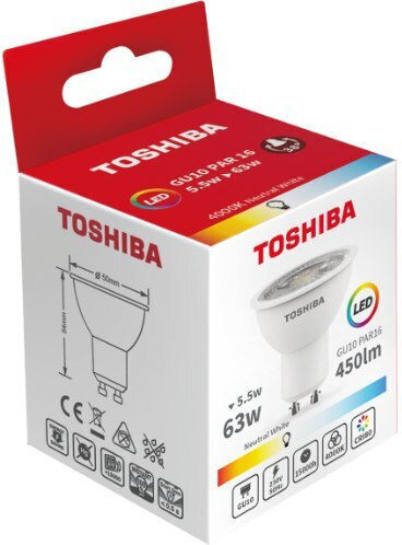 Toshiba LED Bulb 5.5W for Socket GU10 and Shape PAR16 Natural White 450lm
