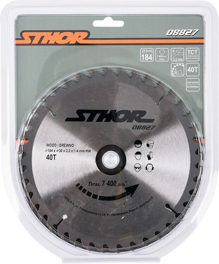Carbide-tipped Circular Saw Blade 184x40x30 08827 Sthor