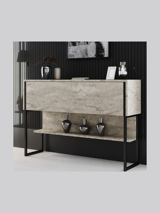 Consolă Luxe 618bly1410 120x30x80cm Travertin Bej-negru PAL Metal