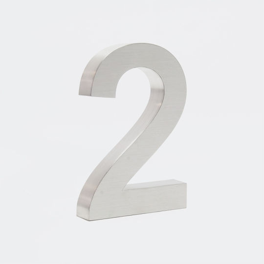 Wiltoc Hausnummer 2 in Silber Farbe 20cm 60869