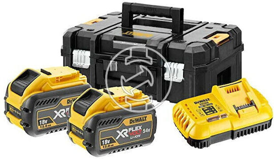 DEWALT Set 2 Werkzeugbatterien Lithium 54V Kapazität 12Ah mit Ladegerät