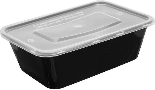 Σκεύος Φαγητού M W Pp 750ml M41 17,3x12xh5,5cm Μαύρο Διάφανο Ίσιο Καπάκι Πακέτο 50τμχ Τefaco 005884