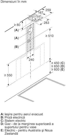 Bosch Șemineu Hotă 89cm Negru