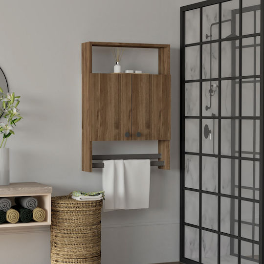 Ela Hanging Living Room Cabinet Made of Brown Particle Board 87x60x87cm