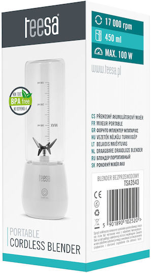 Teesa Μπλέντερ με Γυάλινη Κανάτα 450 ml Λευκό TSA3543