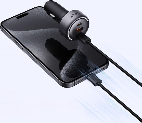 Aukey Cc-p1 Auto-Ladegerät 66W 3A Schnellladung mit Anschlüssen: 1xUSB 2xType-C