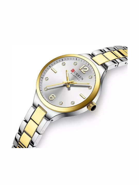 Curren Women's Watch Battery with Stainless Steel Bracelet Gold Silver